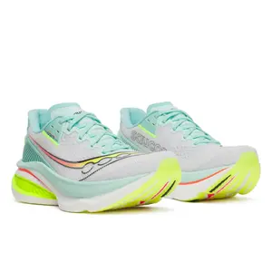 Saucony Endorphin Azura Hardloopschoenen Wit/Lichtgroen/Geel Dames