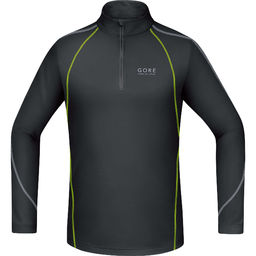 GORE Wear Essential Zip Hardloopshirt Lange Mouwen Zwart/Geel Heren