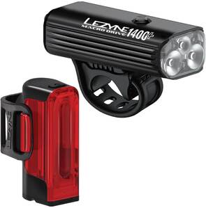 Lezyne Macro Drive 1400+/Strip Pro 400+ Verlichtingsset Zwart