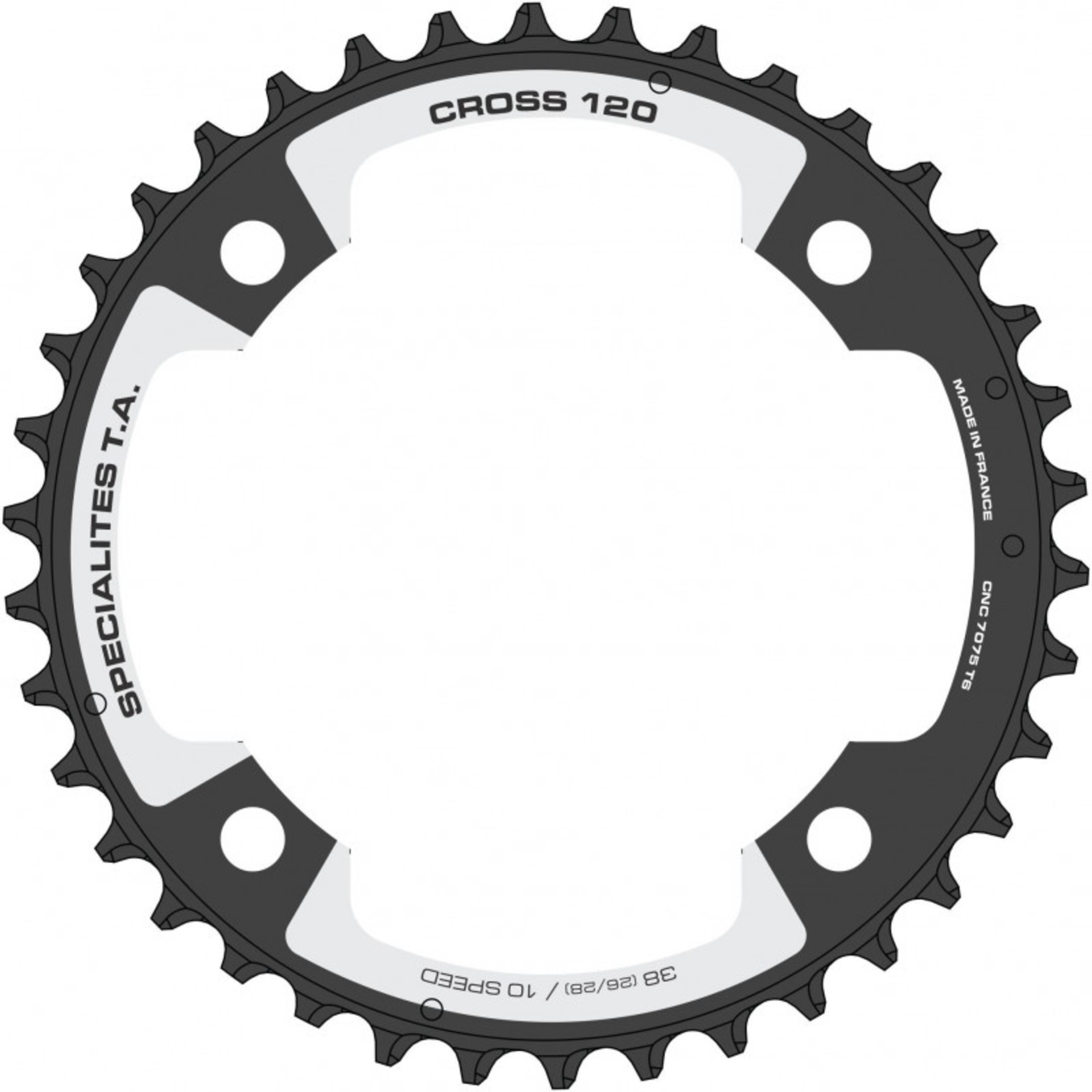 TA Specialites Cross Kettingblad Buiten 120mm Steek 10-11 Speed Zwart
