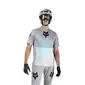 Fox Ranger Grid MTB Fietsshirt Korte Mouwen Grijs/Blauw Heren
