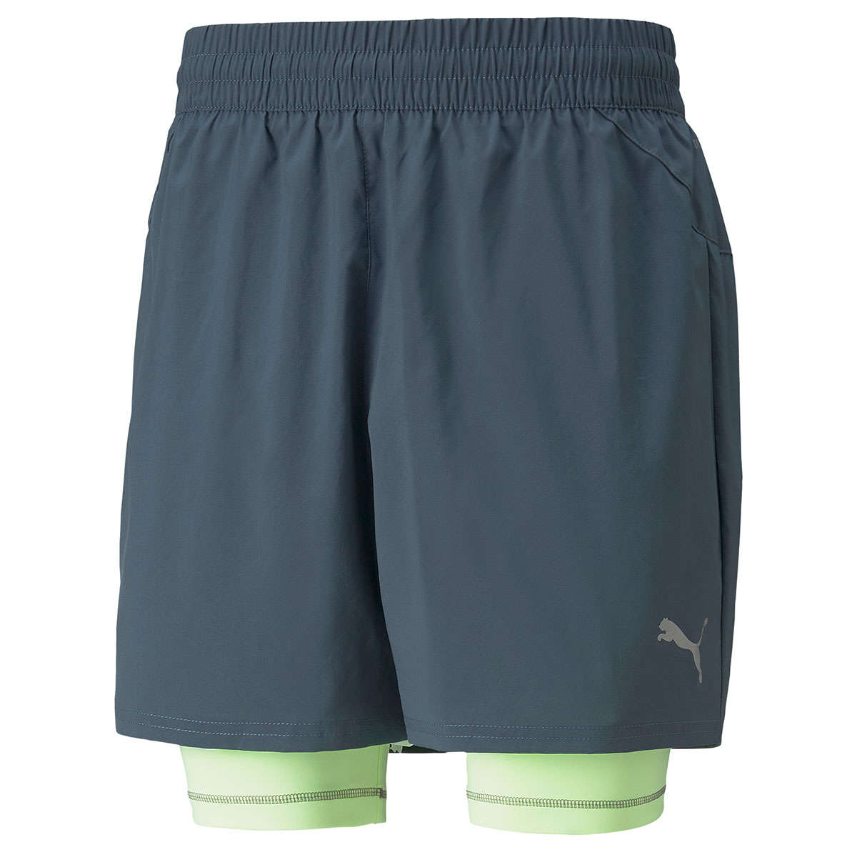 PUMA Run 2in1 5" Hardloopbroek Kort Grijs/Groen Heren