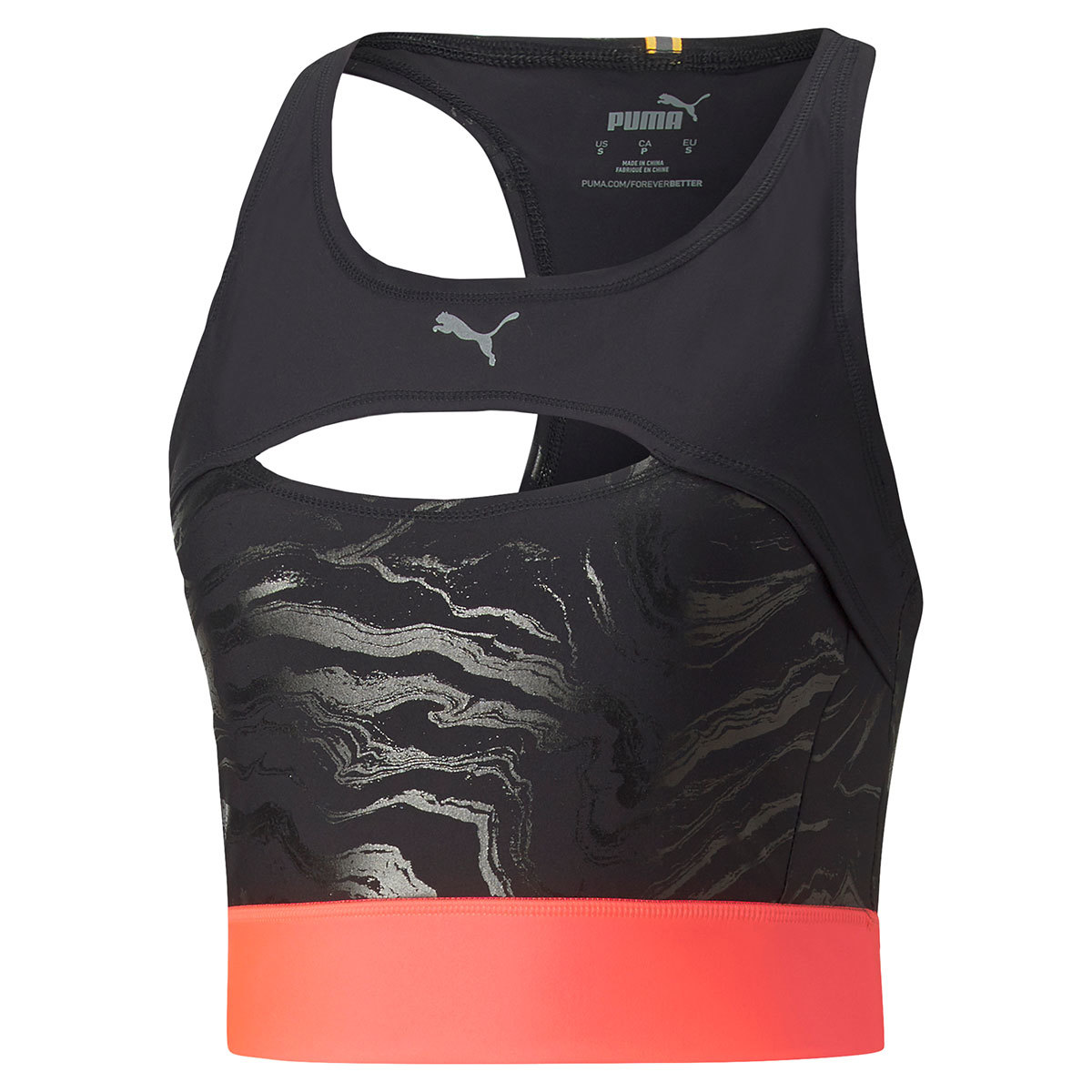 PUMA Run Ultraform AOP Crop Hardloop Tank Zwart/Roze Dames