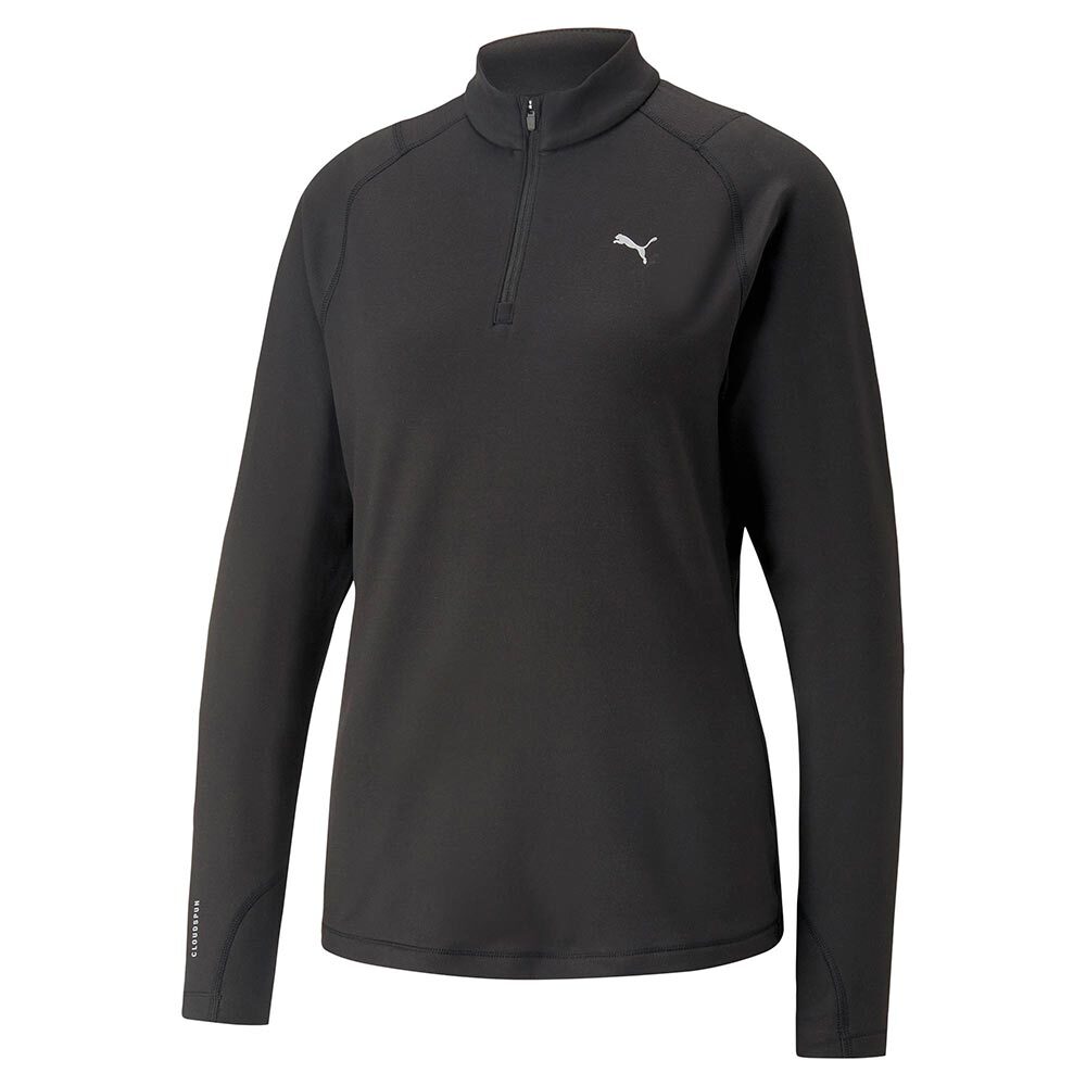 PUMA Run Cloudspun 1/2 Zip Hardloopshirt Lange Mouwen Zwart Dames