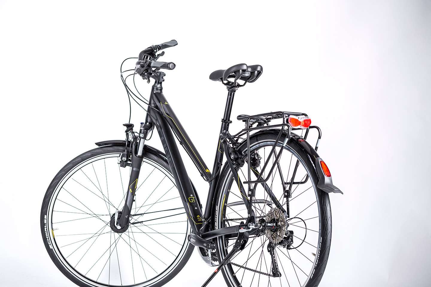 Cube Delhi Black Grey Yellow Dames Trekking Mountainbike