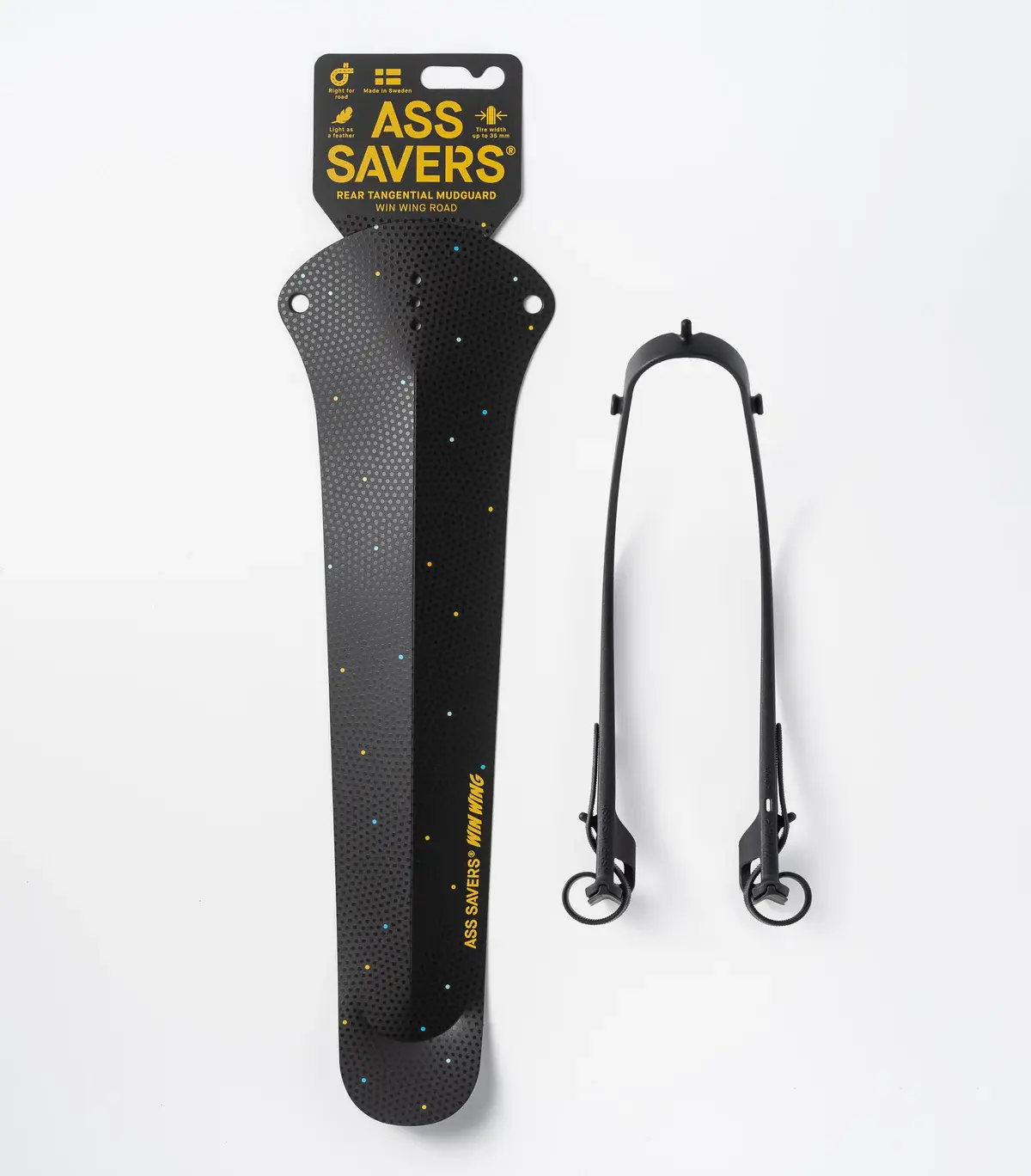 ASS SAVERS Mini Achterspatbord WRS-2 Win Wing Road Zwart/Geel