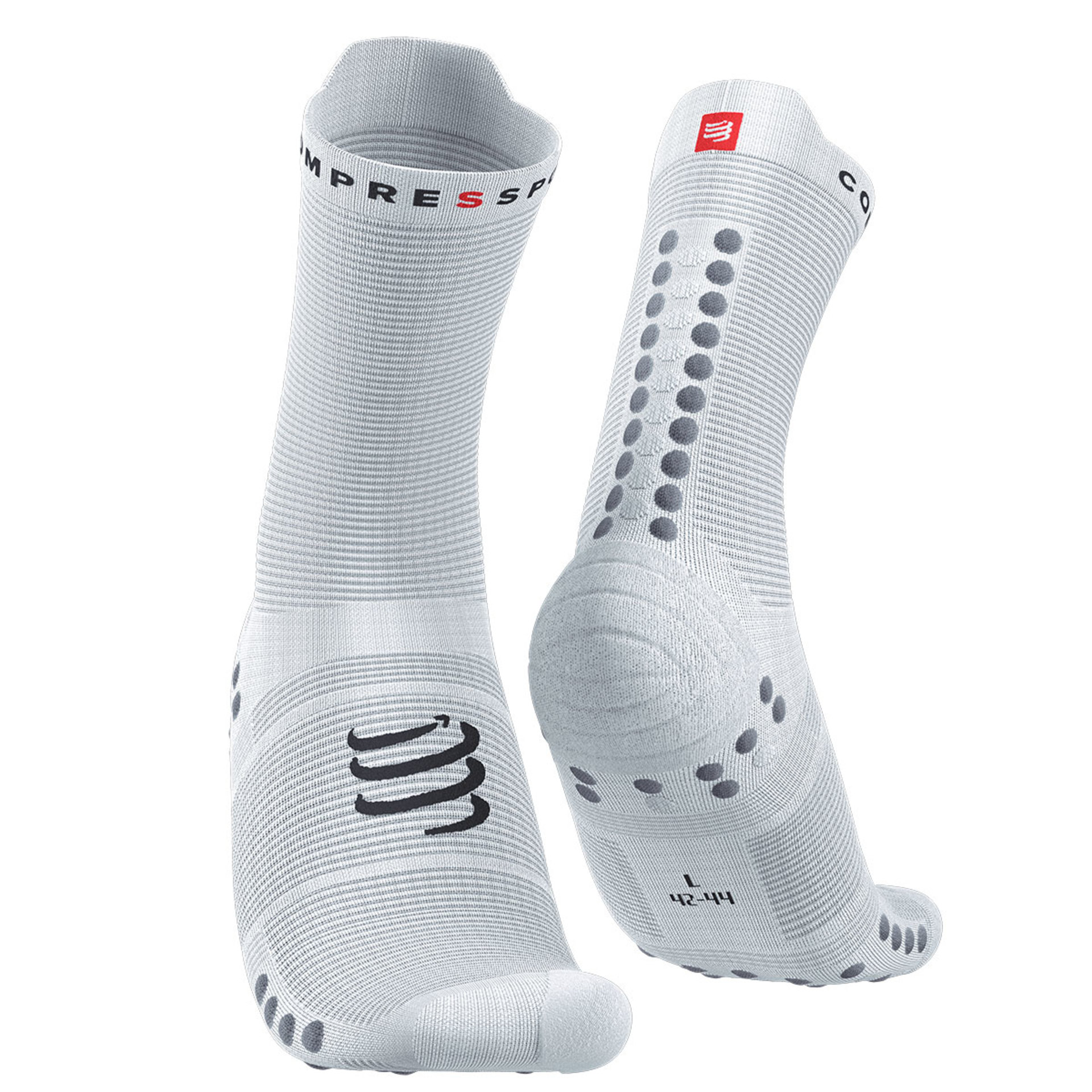 Compressport Pro Racing v4.0 Run High Compressiesokken Wit/Zilver