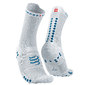 Compressport Pro Racing v4.0 Run High Compressiesokken Wit/Blauw