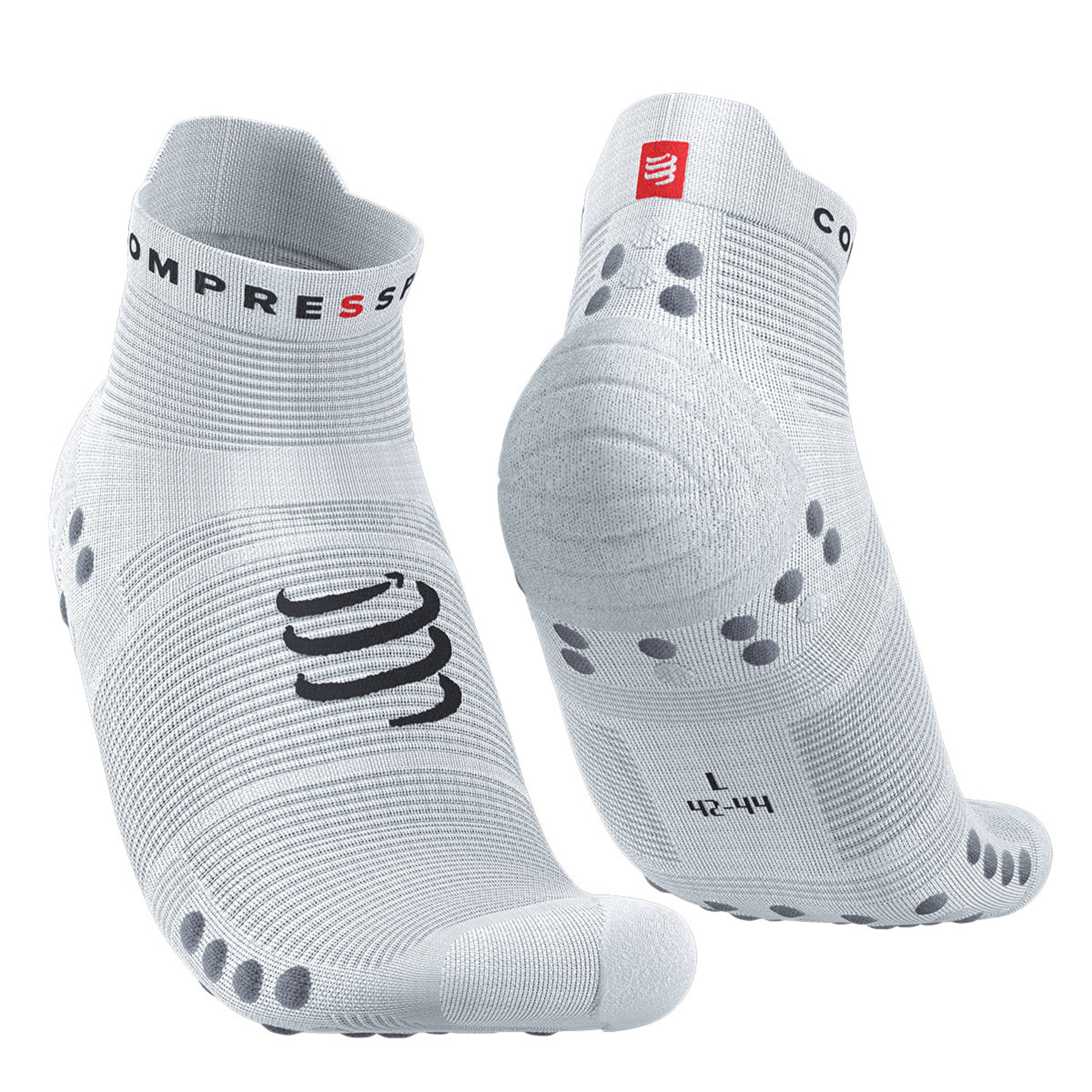 Compressport Pro Racing v4.0 Run Low Compressiesokken Wit/Zilver