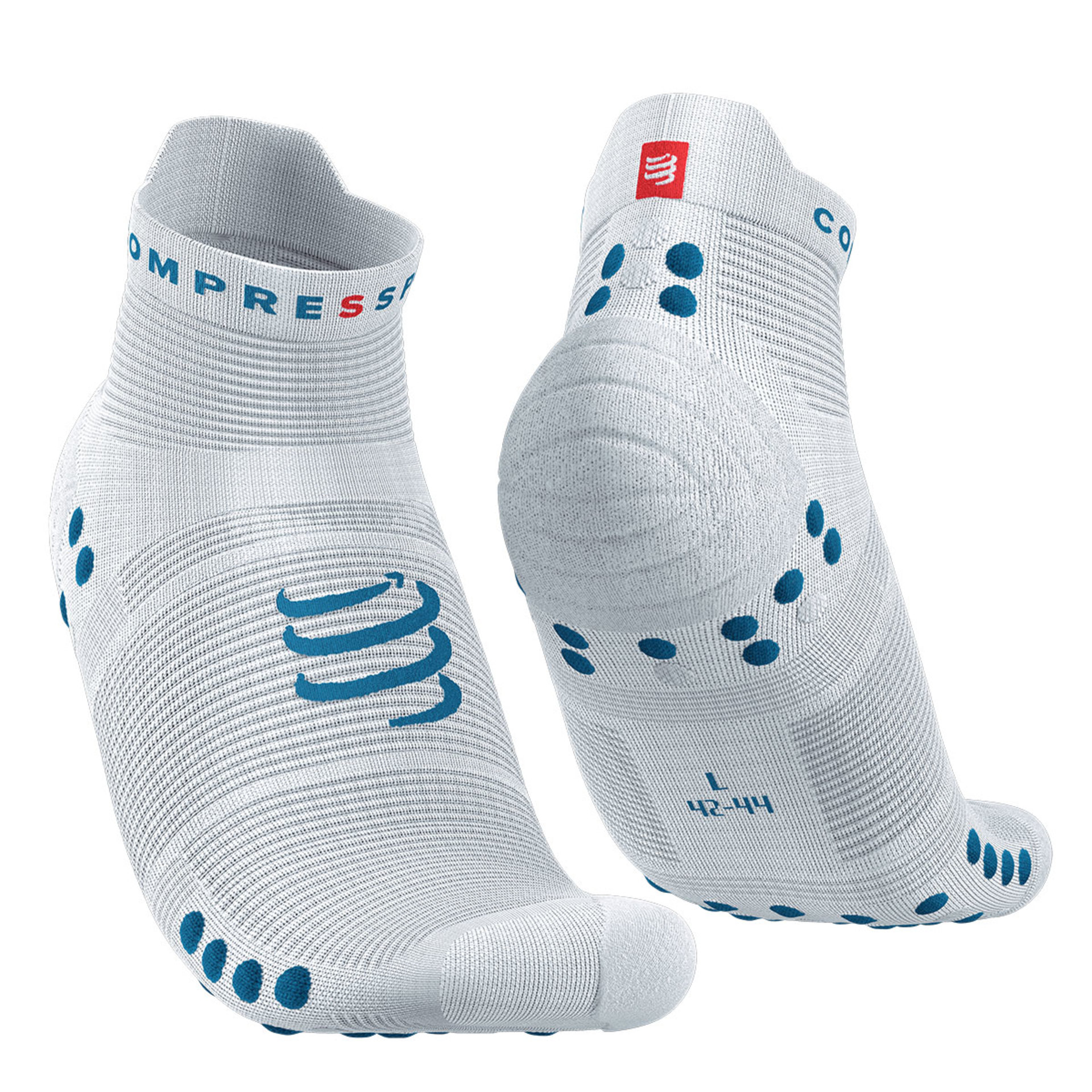 Compressport Pro Racing v4.0 Run Low Compressiesokken Wit/Blauw