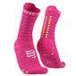 Compressport Pro Racing v4.0 Ultralight Run High Compressiesokken Roze/Limegroen