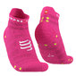 Compressport Pro Racing v4.0 Ultralight Run Low Compressiesokken Roze/Limegroen