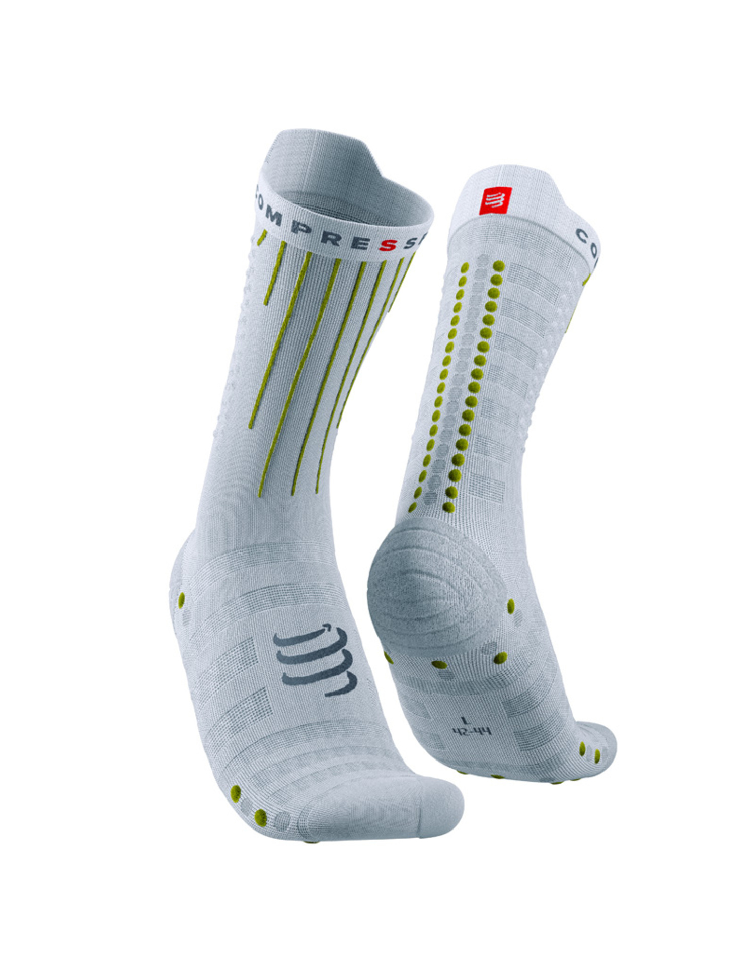 Compressport Aero Compressiesokken Wit/Limegroen
