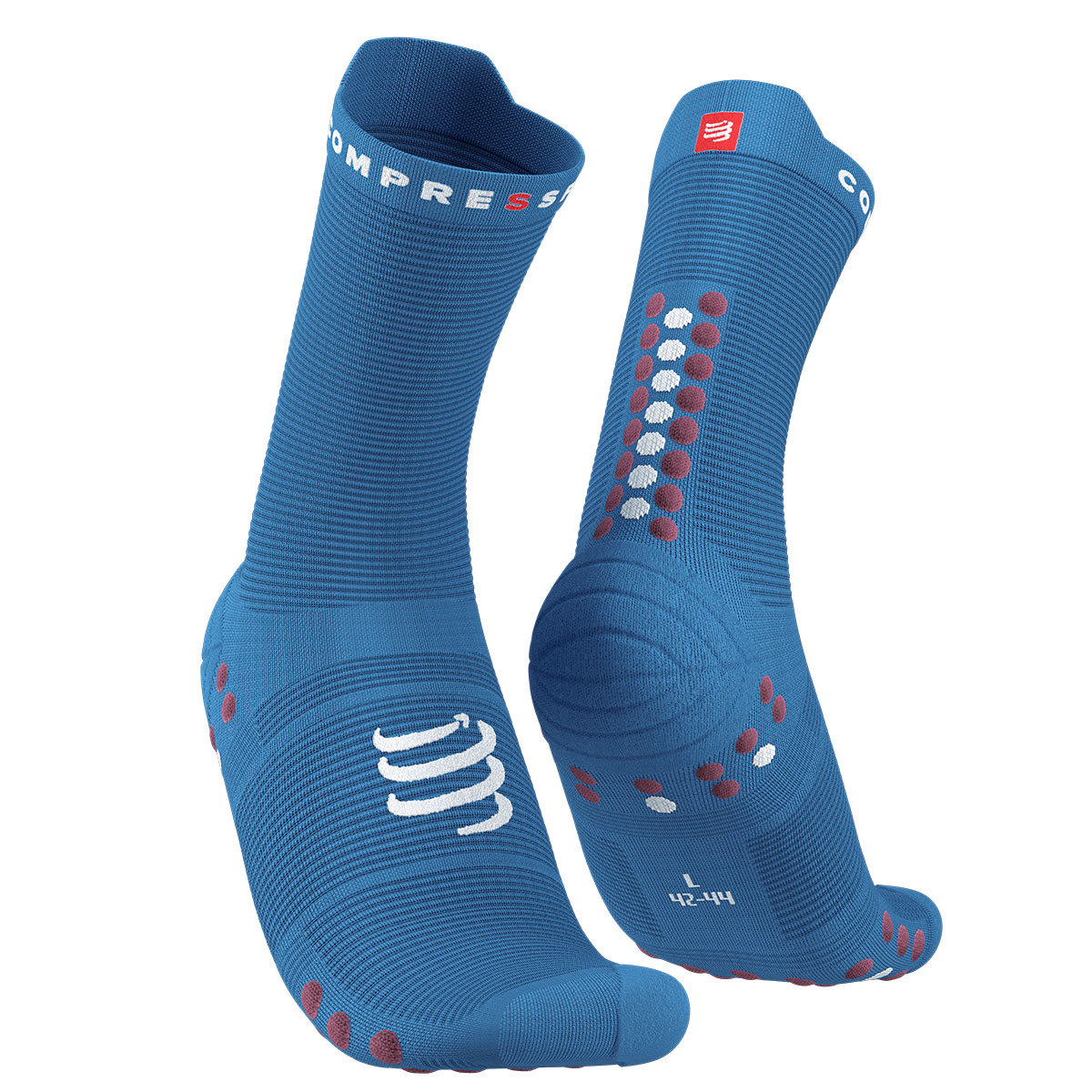 Compressport Pro Racing v4.0 Run High Compressiesokken Blauw/Roze