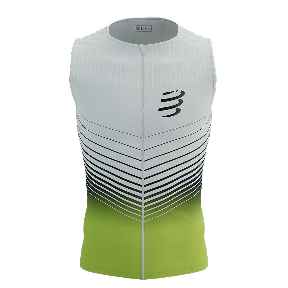 Compressport Tri Postural Aero Tank Triathlon Shirt Zonder Mouwen Wit/Groen Heren