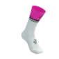 Compressport Mid V2.0 Bike Compressiesokken Wit/Geel/Neon Roze
