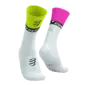 Compressport Mid V2.0 Bike Compressiesokken Wit/Geel/Neon Roze