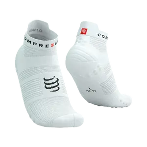 Compressport Pro Racing v4.0 Run Low Compressiesokken Wit/Zwart