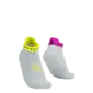 Compressport Pro Racing v4.0 Run Low Compressiesokken Wit/Geel/Neon Roze