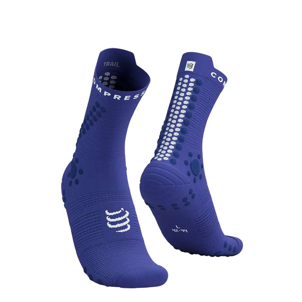Compressport Pro Racing v4.0 Trail Compressiesokken Blauw/Wit