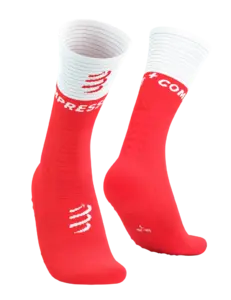 Compressport Mid V2.0 Bike Compressiesokken Fluo Rood/Wit