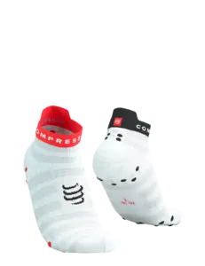 Compressport Pro Racing v4.0 Ultralight Run Low Compressiesokken Wit/Rood/Zwart
