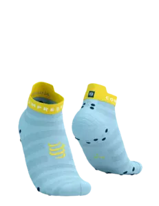 Compressport Pro Racing v4.0 Ultralight Run Low Compressiesokken Blauw/Geel