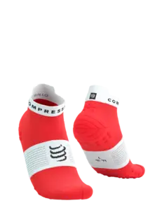 Compressport Pro Racing v4.0 Run Low Compressiesokken Fluo Rood/Wit