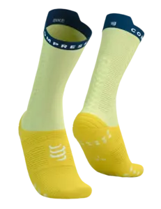 Compressport Pro Racing v4.0 Bike Compressiesokken Geel/Blauw