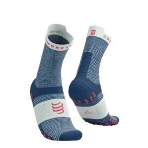 Compressport Pro Racing v4.0 Run High Compressiesokken Blauw/Wit