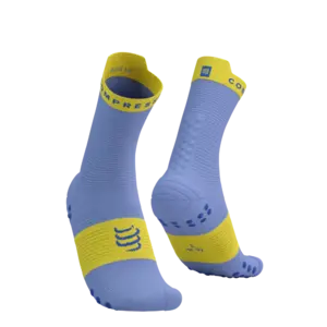 Compressport Pro Racing v4.0 Run High Compressiesokken Paars/Geel