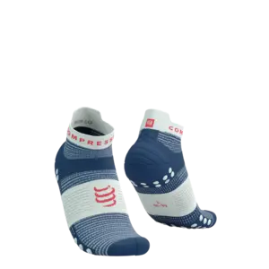 Compressport Pro Racing v4.0 Run Low Compressiesokken Blauw/Wit