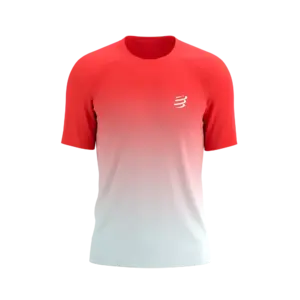 Compressport Performance Hardloopshirt Korte Mouwen Fluo Rood/Wit Heren