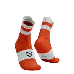 Compressport Pro Racing v4.0 Run High Compressiesokken Oranje/Wit