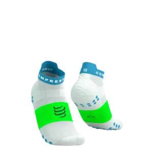 Compressport Pro Racing v4.0 Run Low Compressiesokken Wit/Blauw/Groen