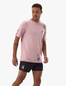 Compressport Performance Hardloopshirt Korte Mouwen Roze Tie Dye