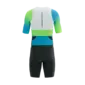 Compressport Stream Trisuit Korte Mouwen Wit/Blauw/Groen Heren