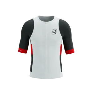 Compressport Stream Tri Top Korte Mouwen Wit/Zwart/Rood Heren