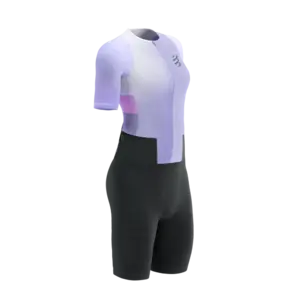 Compressport Stream Trisuit Korte Mouwen Paars/Zwart Dames