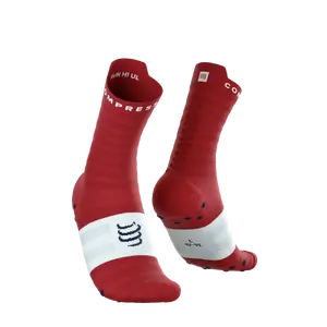 Compressport Pro Racing v4.0 Ultralight Run High Compressiesokken Rood/Wit