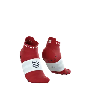 Compressport Pro Racing v4.0 Ultralight Run Low Compressiesokken Rood/Wit