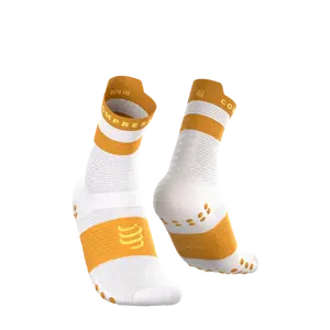 Compressport Pro Racing v4.0 Run High Compressiesokken Wit/Oranje