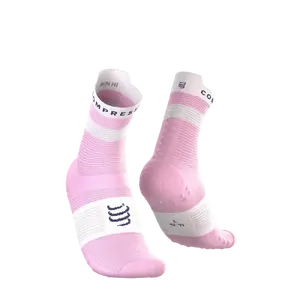 Compressport Pro Racing v4.0 Run High Compressiesokken Roze/Wit