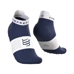 Compressport Pro Racing v4.0 Run Low Compressiesokken Donkerblauw/Wit