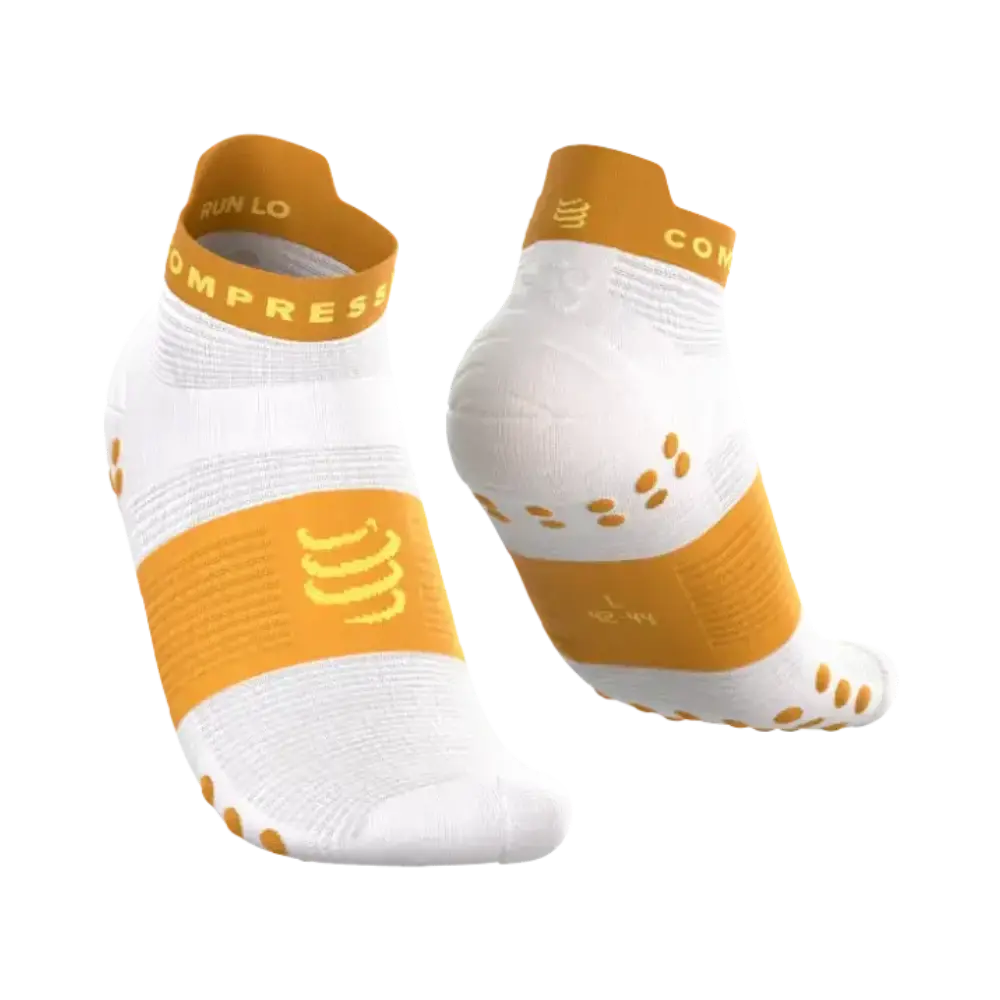 COMPRESSPORT Pro Racing v4.0 Run Low Compressiesokken Wit/Oranje