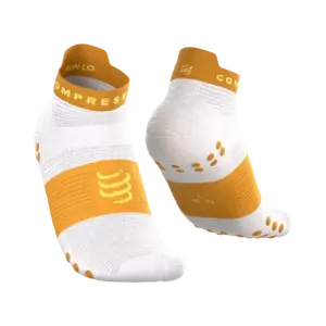 Compressport Pro Racing v4.0 Run Low Compressiesokken Wit/Oranje