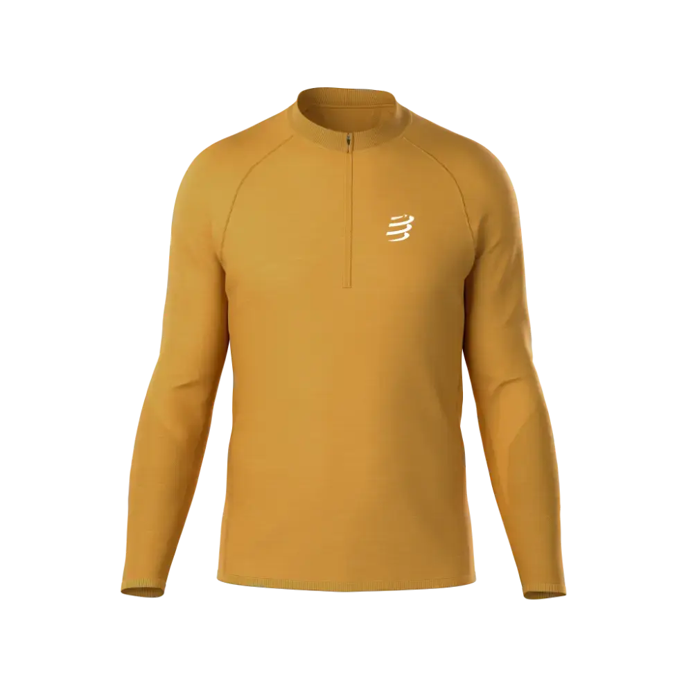 COMPRESSPORT Merino Half-Zip Hardloopshirt Lange Mouwen Oranje Heren