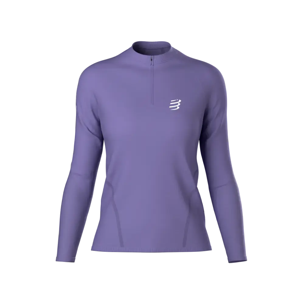 COMPRESSPORT Merino Half-Zip Hardloopshirt Lange Mouwen Paars Dames