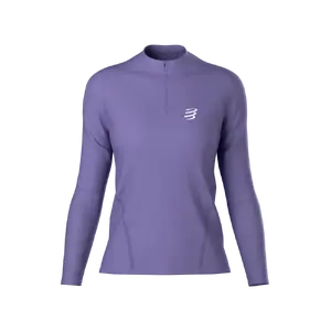 COMPRESSPORT Merino Half-Zip Hardloopshirt Lange Mouwen Paars Dames