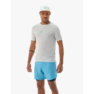 Compressport Trail Racing Hardloopshirt Korte Mouwen Lichtgrijs/Blauw Heren